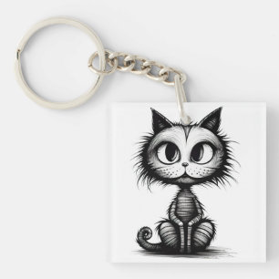 Halloween Cat #4 Digital Art Key Ring