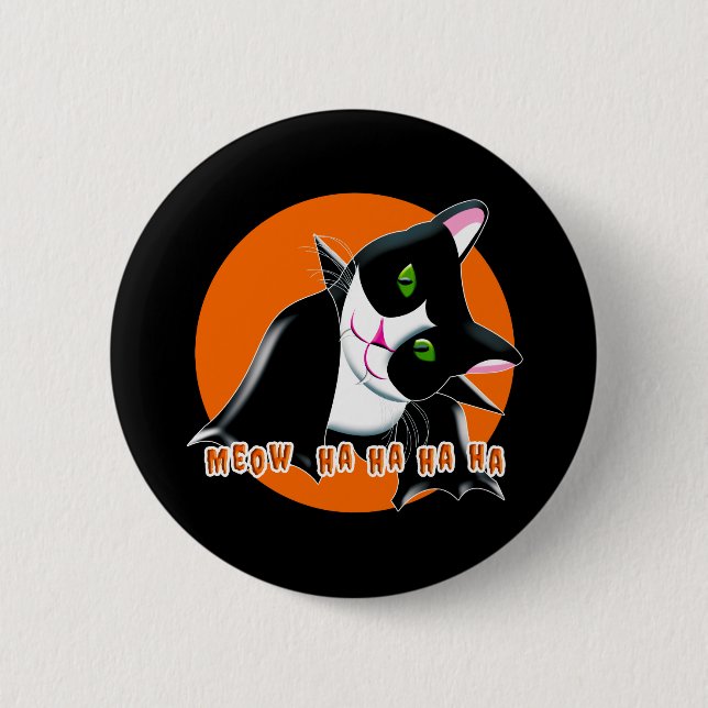 Halloween Cat 6 Cm Round Badge (Front)