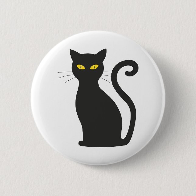 Halloween cat 6 cm round badge (Front)