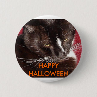 HALLOWEEN CAT 6 CM ROUND BADGE