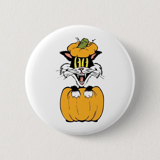 Halloween Cat 6 Cm Round Badge (Front)