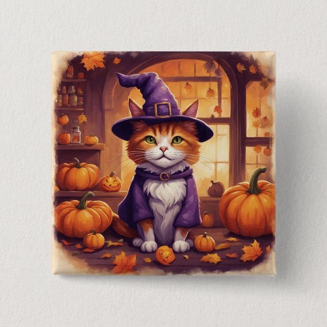 halloween cat #8 button (Front)