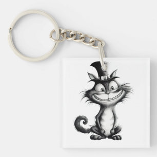 Halloween Cat #8 Digital Art Key Ring