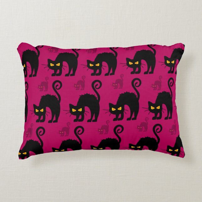 Halloween Cat: Abstract Seamless Pattern Decorative Cushion (Front)