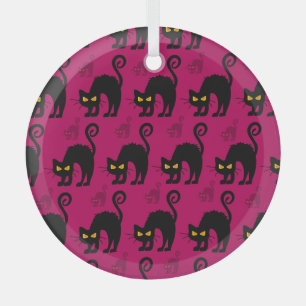 Halloween Cat: Abstract Seamless Pattern Glass Tree Decoration