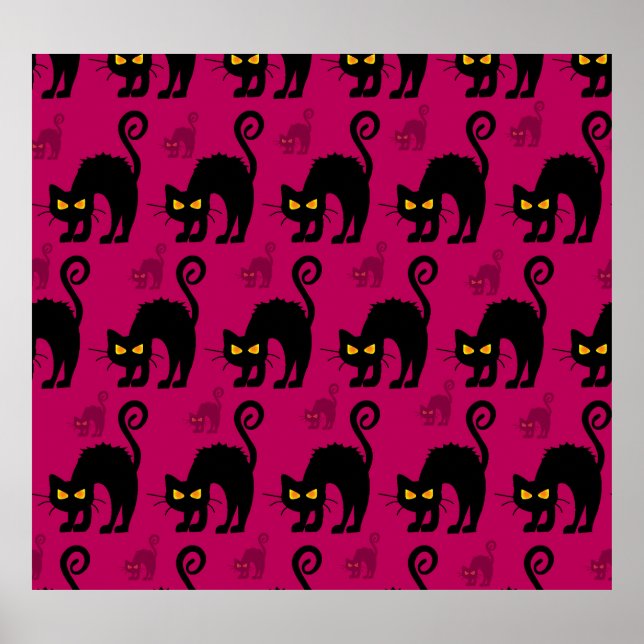 Halloween Cat: Abstract Seamless Pattern Poster (Front)