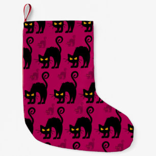 Halloween Cat: Abstract Seamless Pattern Small Christmas Stocking