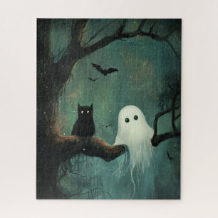 Halloween Cat and Ghost Jigsaw Puzzle