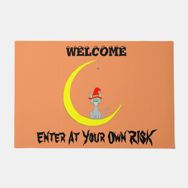 Halloween Cat and Moon Doormat (Front)
