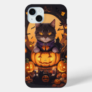 Halloween Cat and Pumkin iPhone 15 Mini Case