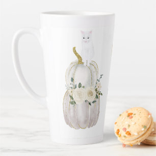 Halloween Cat and Pumpkin Latte Mug