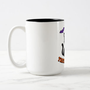 Halloween Cat and Pumpkin Trick or Treat Two-Tone Coffee Mug