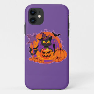 Halloween Cat And Pumpkins iPhone 11 Case
