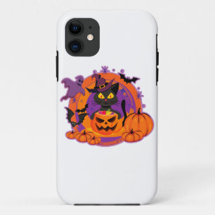 Halloween Cat And Pumpkins iPhone 11 Case
