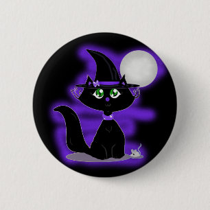Halloween Cat and toy mouse 6 Cm Round Badge