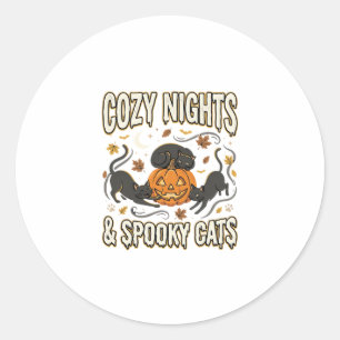 Halloween Cat Autumn Magic Classic Round Sticker
