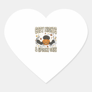 Halloween Cat Autumn Magic Heart Sticker