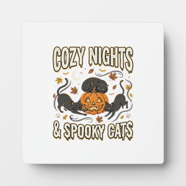Halloween Cat Autumn Magic Plaque (Front)