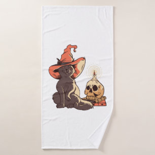 Halloween cat bath towel
