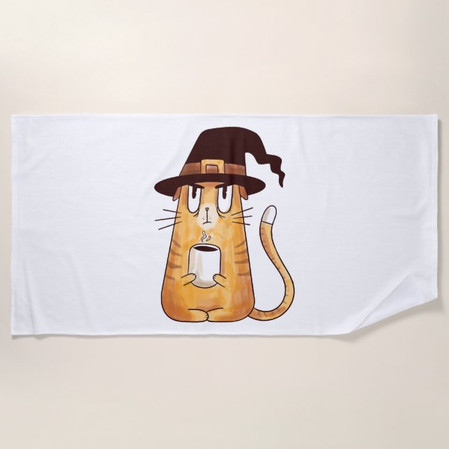 Halloween cat                              beach towel (Front)