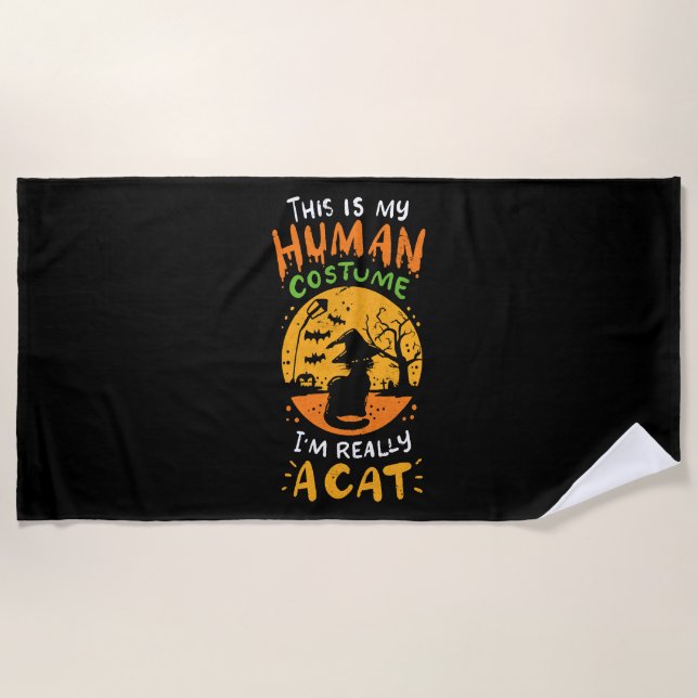 Halloween Cat          Beach Towel (Front)