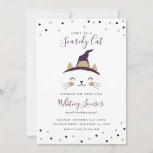 Halloween Cat Birthday Party Invitations