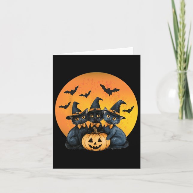 Halloween Cat Black Cat Halloween Scary Cat Angry  Card (Front)