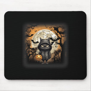 Halloween Cat Black Cat Halloween Scary Cat Angry Mouse Pad