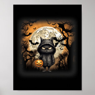 Halloween Cat Black Cat Halloween Scary Cat Angry  Poster