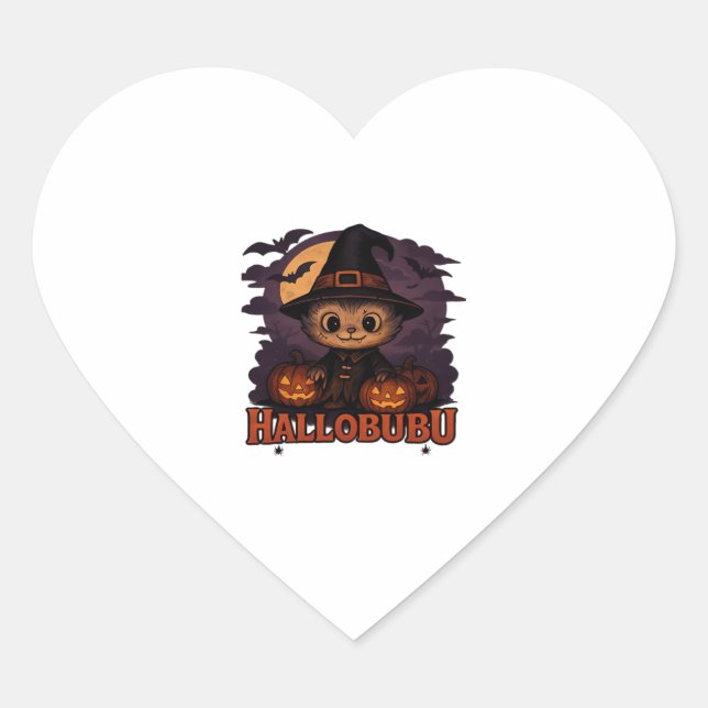Halloween  Cat  Boo  Illustration Classic T-Shirt Heart Sticker (Front)