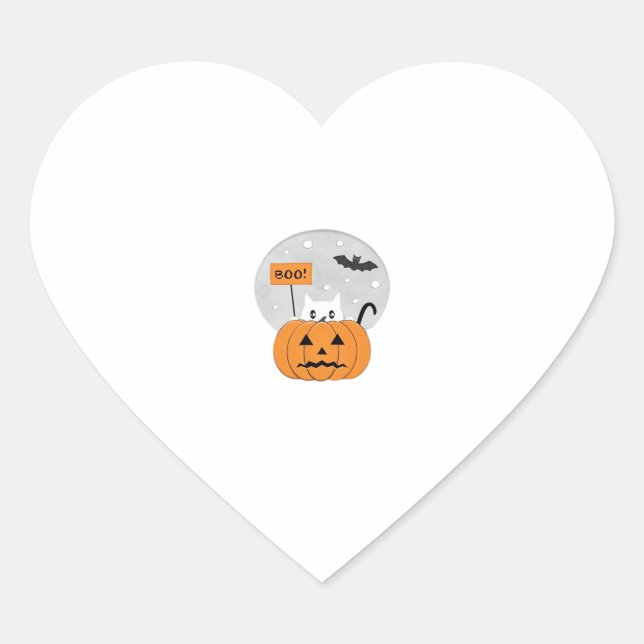 Halloween  Cat  Boo  Illustration Classic T-Shirt Heart Sticker (Front)