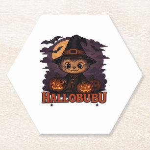 Halloween Cat Boo Illustration Classic T-Shirt Paper Coaster
