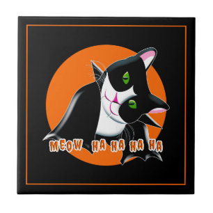 Halloween Cat Ceramic Tile