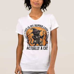 Halloween Cat Costume Funny Vintage Witch Cat Shir T-Shirt
