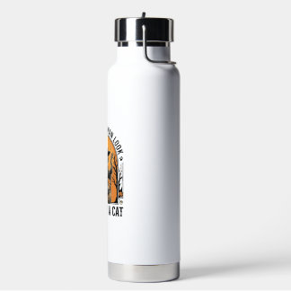Halloween Cat Costume Funny Vintage Witch Cat Shir Water Bottle