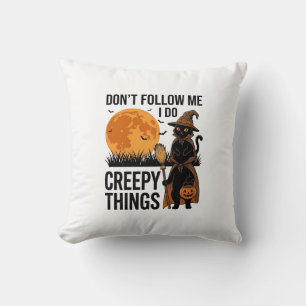 Halloween Cat Creepy Things Funny Witch_1 Cushion
