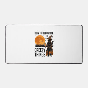 Halloween Cat Creepy Things Funny Witch_1 Desk Mat