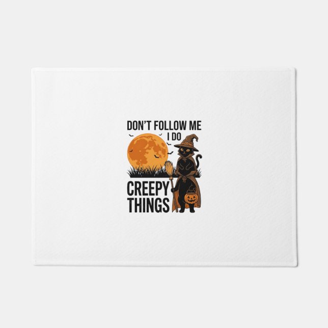 Halloween Cat Creepy Things Funny Witch_1 Doormat (Front)