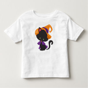 Halloween Cat, Cute Cat, Black Cat, Witch Hat Toddler T-Shirt