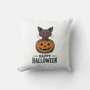 Halloween Cat Cute Pumpkin Vintage Spooky_1 Cushion