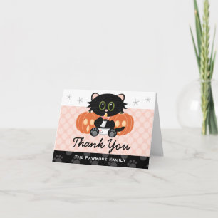 Halloween Cat Diapers Pink Baby Shower Thank You