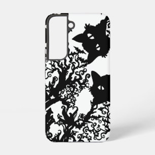 Halloween Cat Diorama with castle bat stars tree s Samsung Galaxy Case