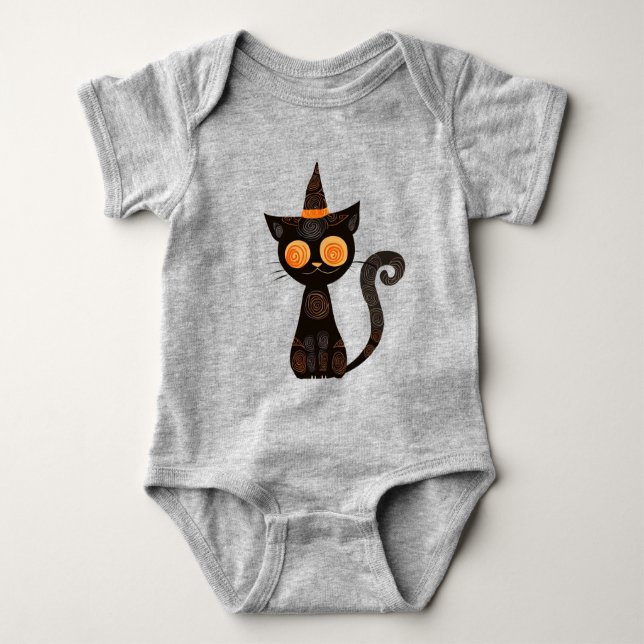 Halloween/cat//fall /whimsical baby bodysuit (Front)
