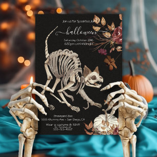 Halloween Cat Floral Dark & Moody Invitation
