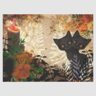 Halloween Cat Floral Decoupage Tissue Paper