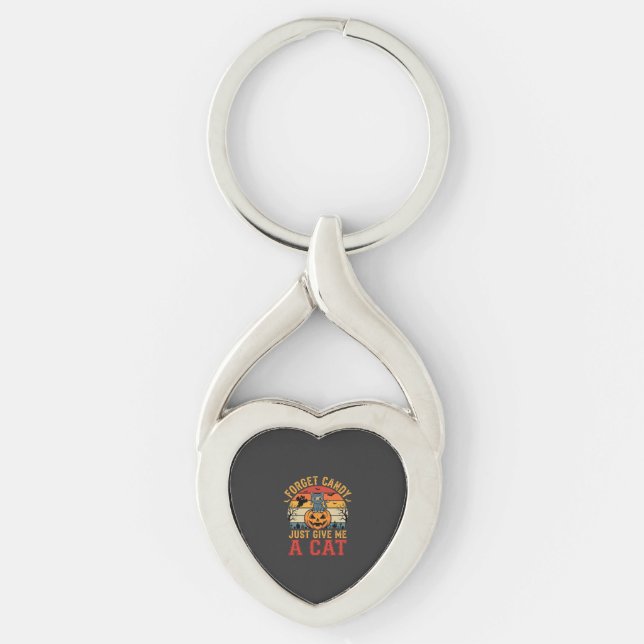 Halloween Cat Forget Candy Give Me A Cat_1 Key Ring (Front)