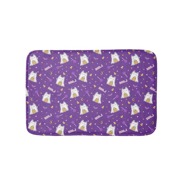 Halloween Cat Ghost Bath Mat (Front)