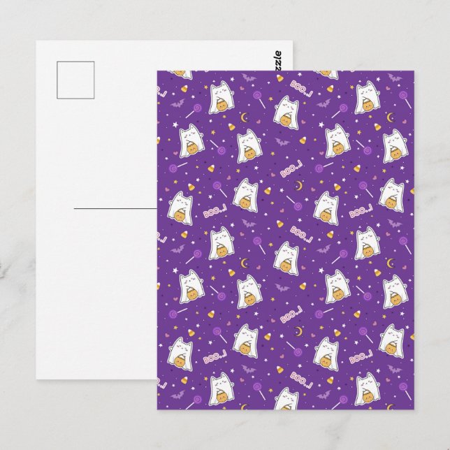 Halloween Cat Ghost Postcard (Front/Back)