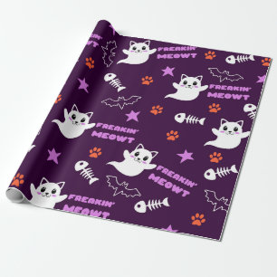 Halloween Cat Ghost Wrapping Paper