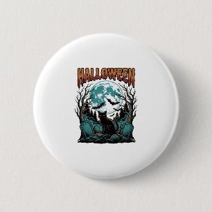 Halloween Cat Graveyard Vintage Engraving Shirt_1 6 Cm Round Badge